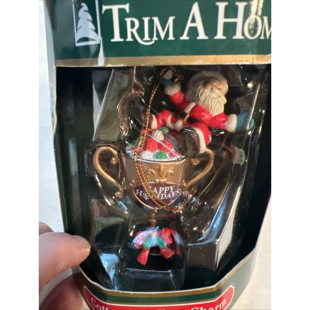 Trim A Home Christmas Ornament Sant Golf Club Trophy Vintage K-Mart 1991